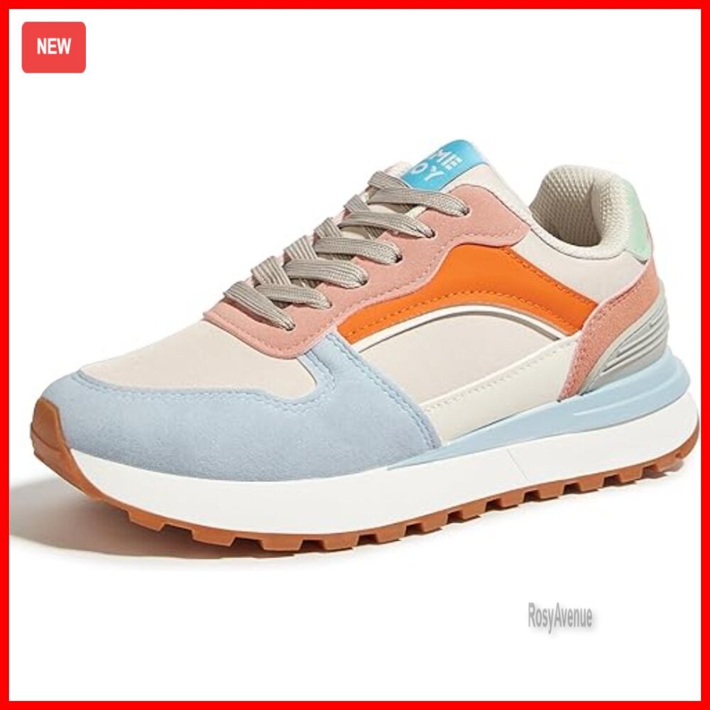 Retro Platform Sneakers Chunky Lace-Up Oxford Fabric Athletic Shoes